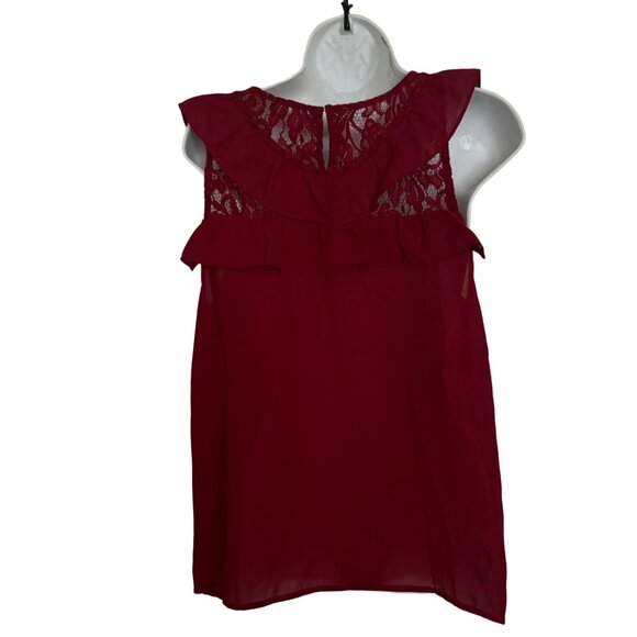 Bb Dakota womens blouse Size medium Red color sleeveless ruffle new $ 78 - Picture 2 of 15